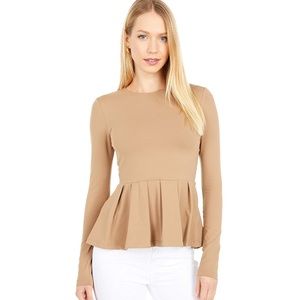 NWOT Susana Monaco Long Sleeve Peplum Top Blue